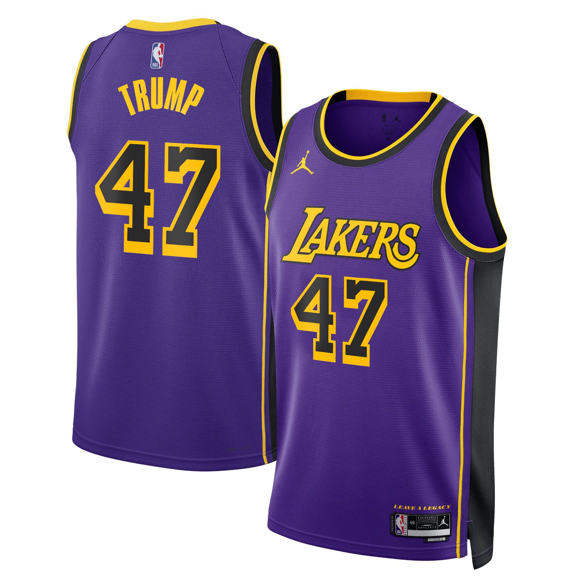 Men Los Angeles Lakers #47 Trump Purple 2025 Jordan Edition Swingman NBA Jersey->->NBA Jersey